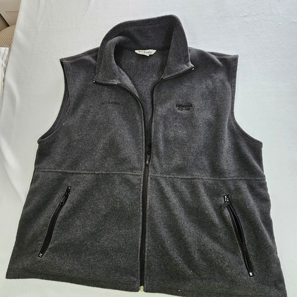 Columbia Mens XXL Gray Fleece Full Zip Vest Siemens HS-IM Embroidery Charcoal